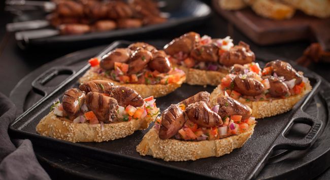 Bruschetta de Coração de Frango com Vinagrete