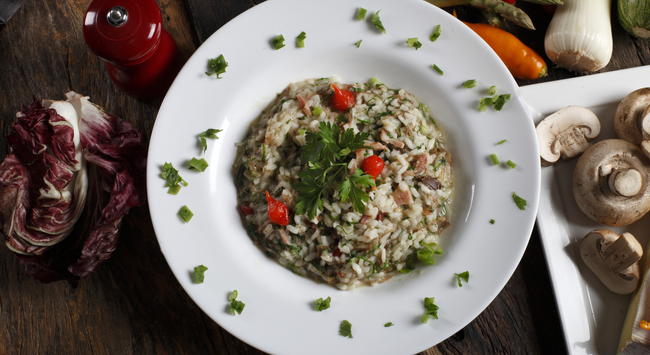 Risoto de Carne Seca com Queijo Coalho