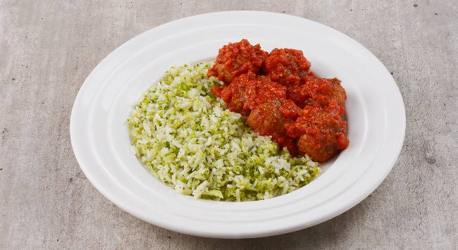 Almôndegas de Carne com Arroz de Brócolis