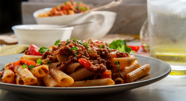 Penne com Ragu de Linguiça