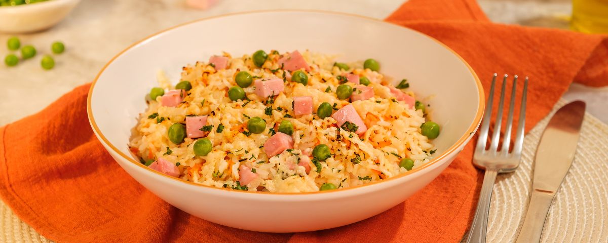 Arroz de Forno com Presunto e Queijo