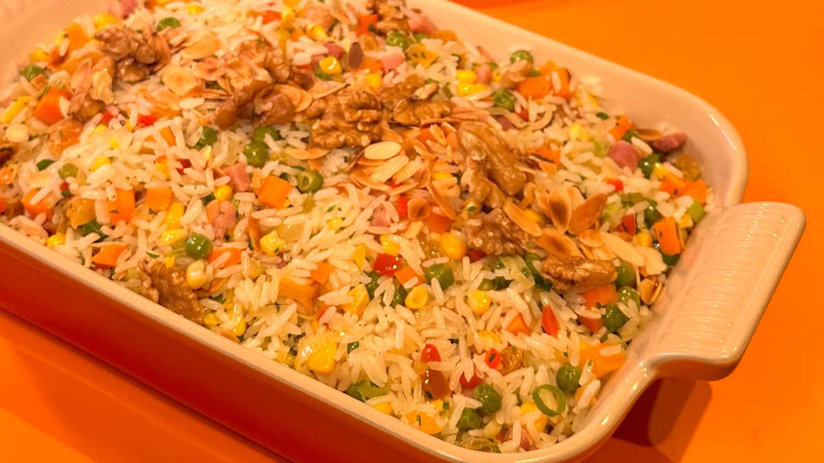 Ave Fiesta Seara Com Arroz Colorido de Festa (Arroz Natalino)