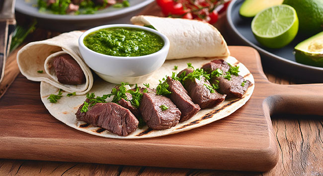 Wrap de Picanha com Molho de Chimichurri