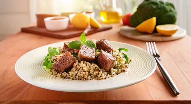 Salada de Quinoa com Contra Filé