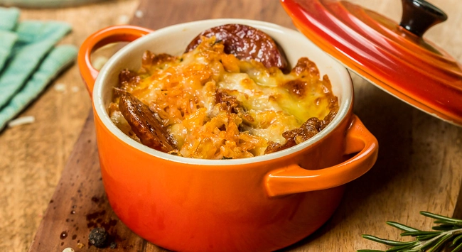 Arroz de Forno com Linguiça Calabresa