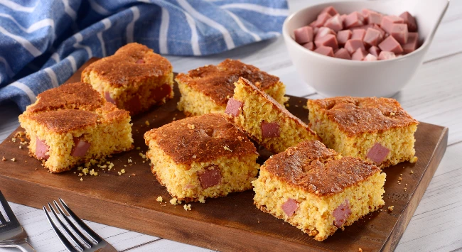 Pão de Milho com Mortadela no Forno