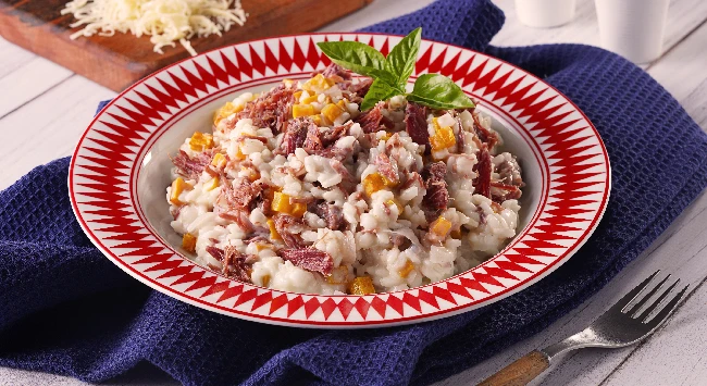 Risoto de Carne Seca com Abóbora