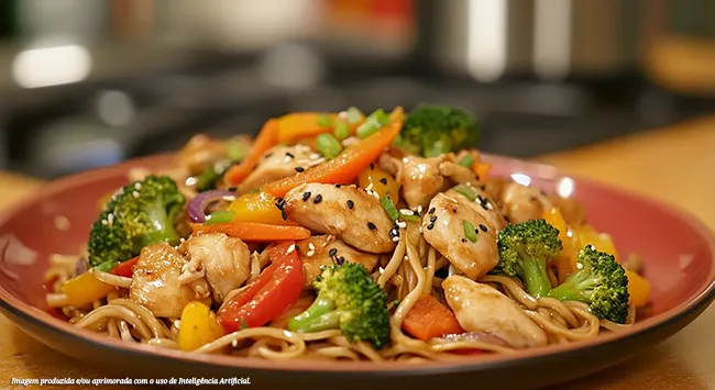 Yakisoba de frango à moda thai