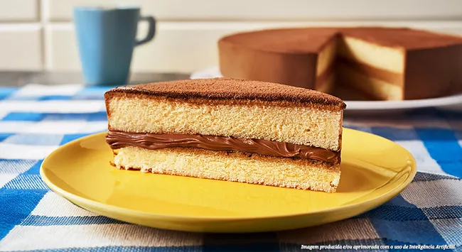 Pão de ló recheado com creme de avelã