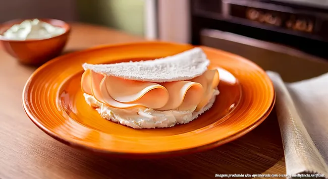 Tapioca de frango defumado e cream cheese