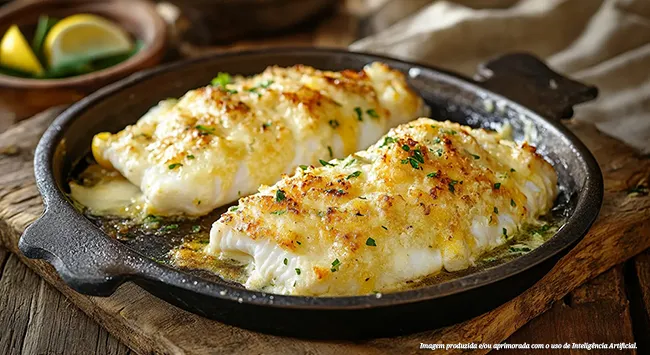 Pescada amarela com crosta de limão siciliano